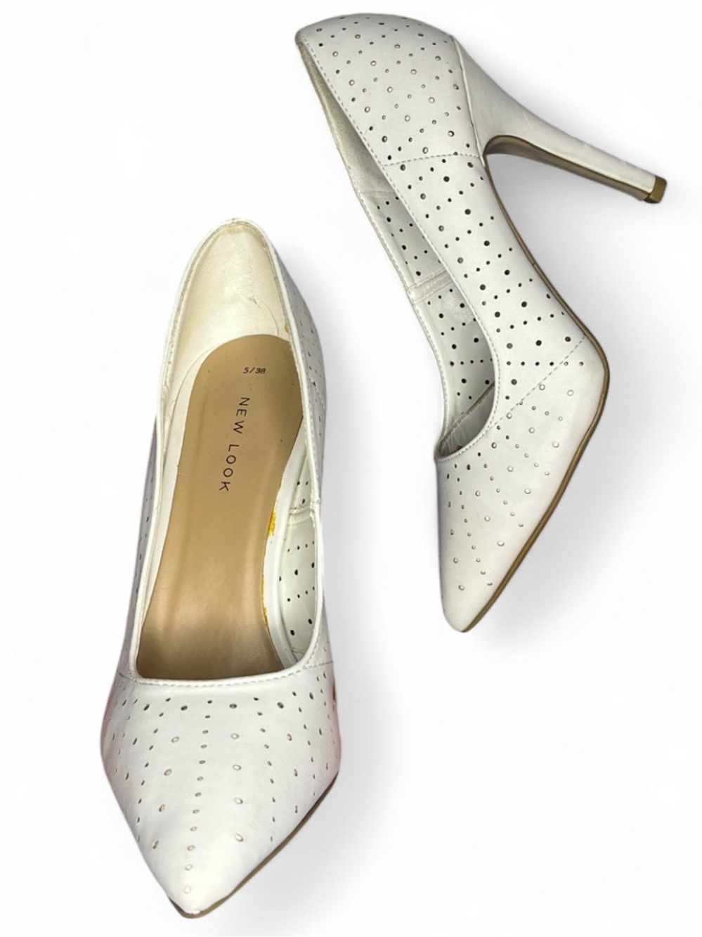 Vintage New Look White Pointed Toe High Heel Women's Shoes EU 38